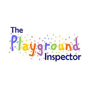 The image features the text 'The Playground Inspector' arranged playfully. Each word has a different colour, creating a vibrant and cheerful look. The background is plain white, enhancing the colourful lettering.